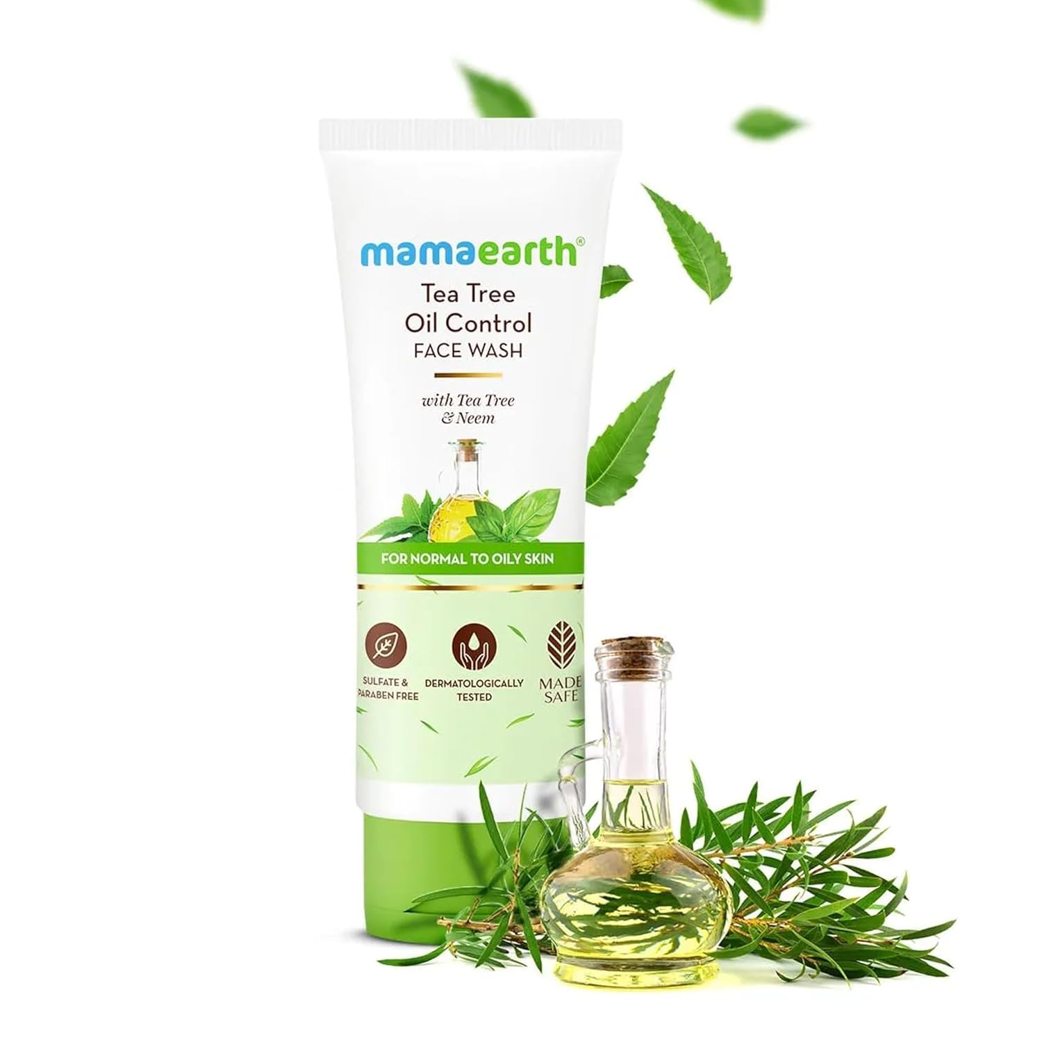 Mamaearth Tea Tree Pimple Control Face Wash with Tea Tree & Salicylic for Oily & Acne-Prone Skin - 100 ml | Controls Oil to Prevent Pimples | Crafted with tea tree & salicylic acid | Made Safe