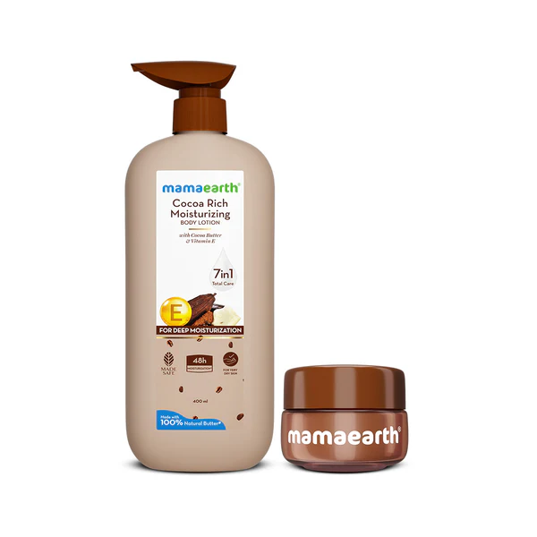 Cocoa Body Moisturizer 400ml & Lip Balm Combo 15g -Complete Skin & Lip Care Combo